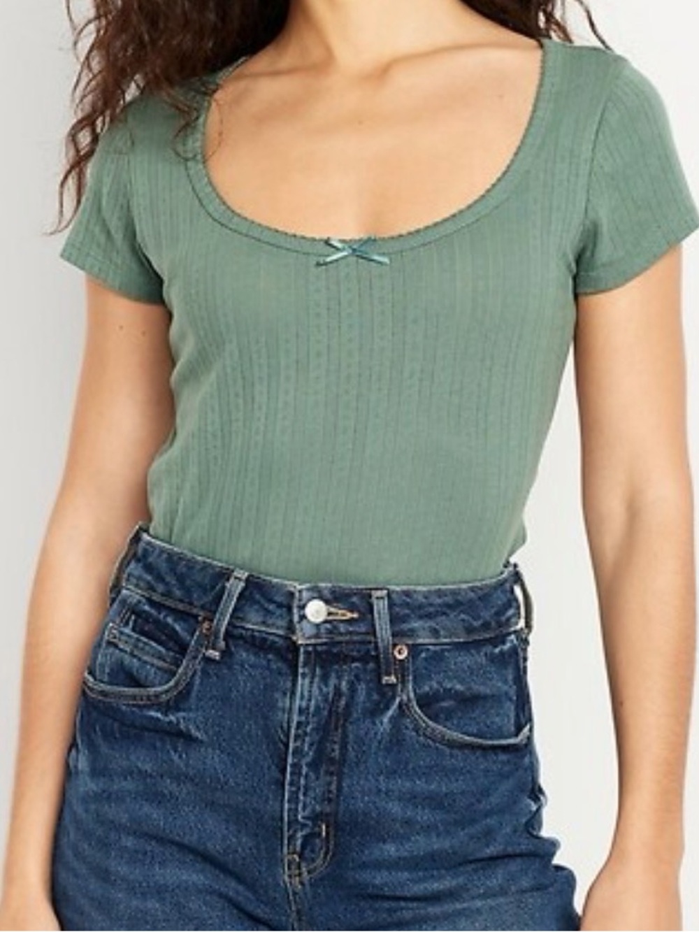 Old Navy Lace Trim Sage Green Top